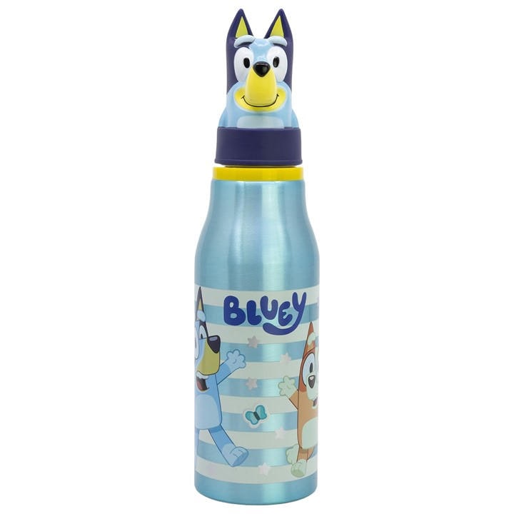 Bluey  Kids Blue Y 3D Aluminium Bottle, Sports Direct