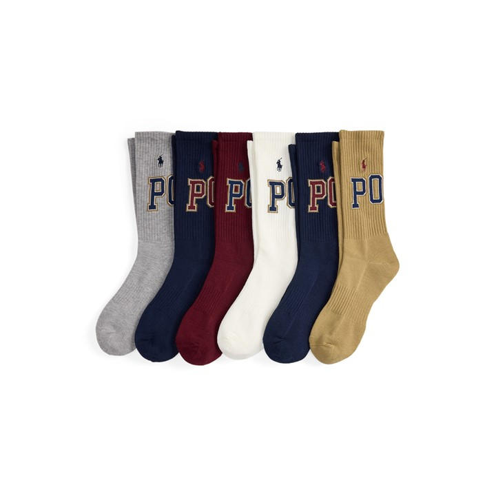 Polo Ralph Lauren Men's  6 Pack Varsity Crew Socks, Sports Direct