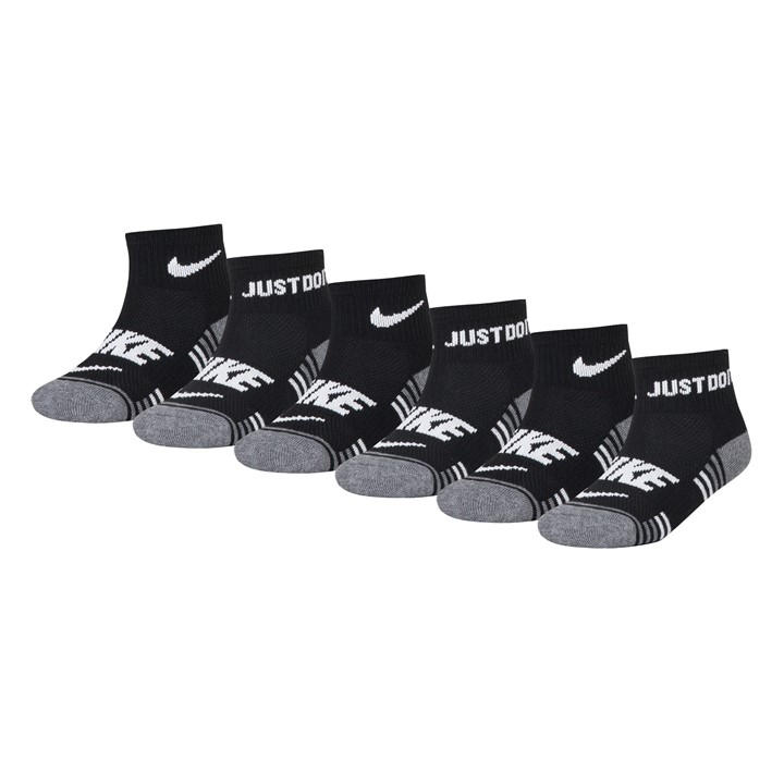 Nike  Kids Black 6Pk Ankle Trainer Socks in Size 1 - 6, Sports Direct