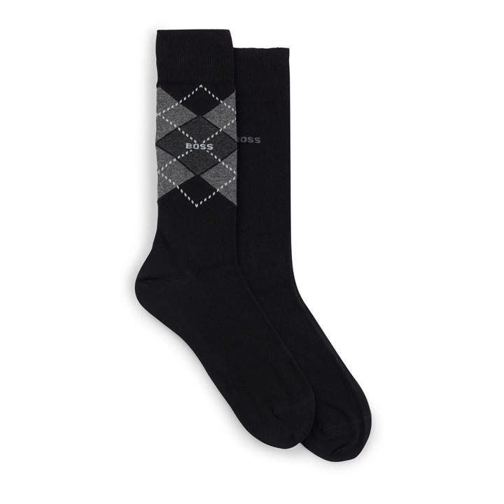 Boss Men's Black Argyle Cotton Crew Socks in Size 6 - 11, Sports Direct