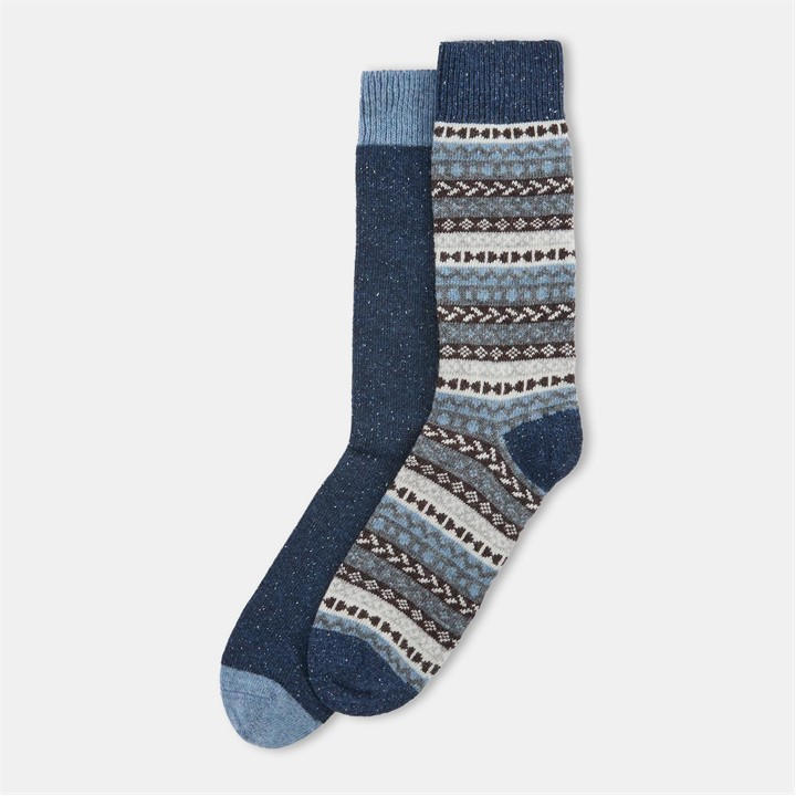 Barbour Men's Blue Fairisle Crew Socks in Size 6 - 12 Months, Sports Direct