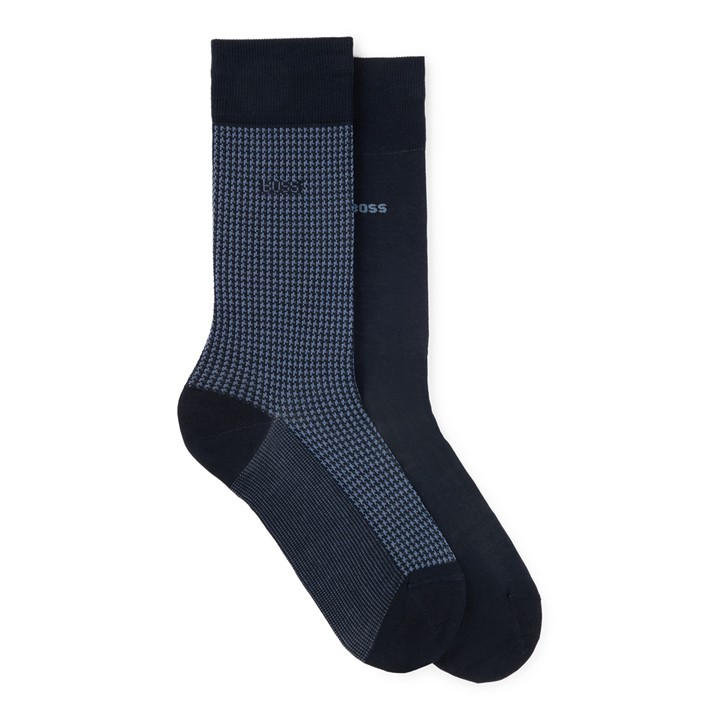 Boss Men's Blue Houndstooth Crew Socks in Size 6 - 12 Months, Sports Direct