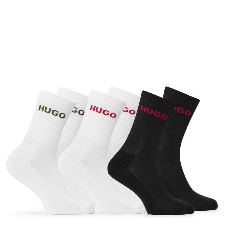 Hugo Men's  Ribbed Logo 6-Pack Crew Socks in Size 6 - 12 Months, Sports Direct