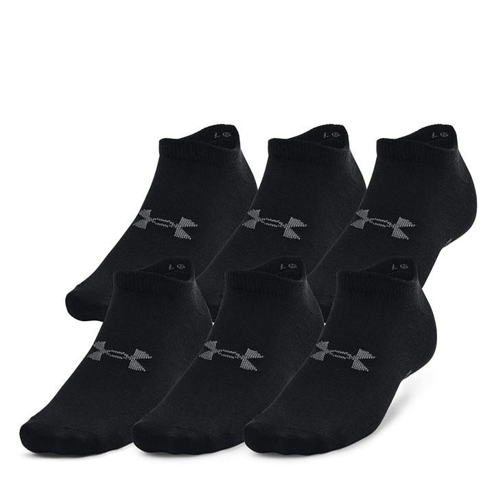 Under Armour Women's Black Essential 6-Pack No-Show Socks  in Size 4 -8, Sports Direct