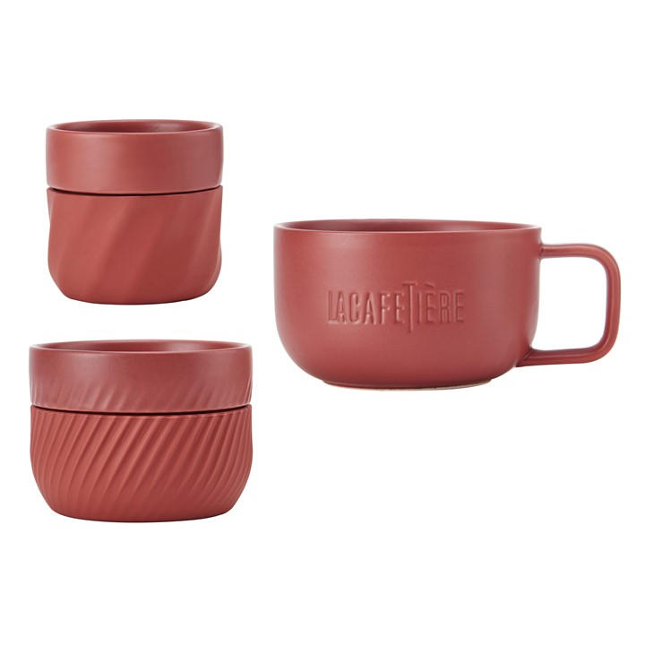 La Cafetière 3pc, Family Mug Set, 380ml, 200ml and 100ml, Red - Image 4