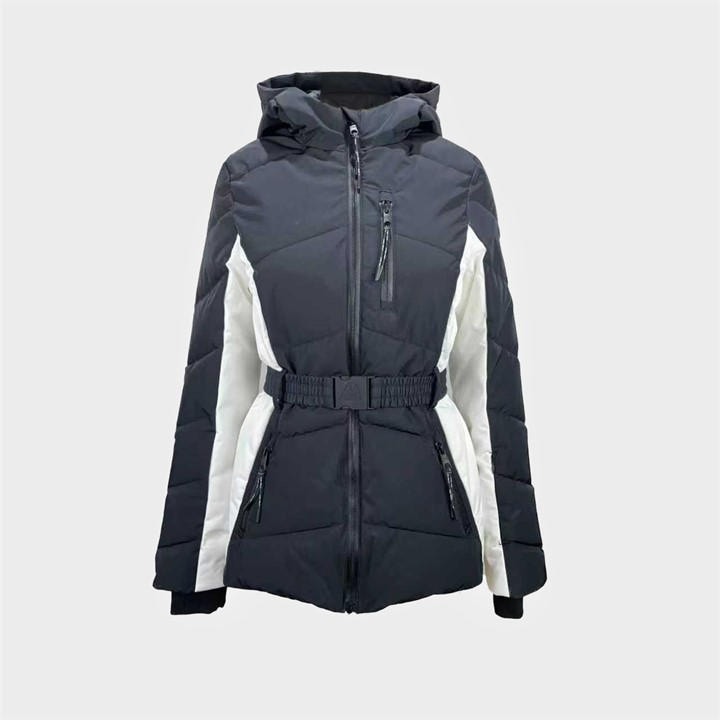 Jack Wills Women's Black Hooded Puffer Waterproof Windproof Insulated Ski Jacket in Size 10, Sports Direct