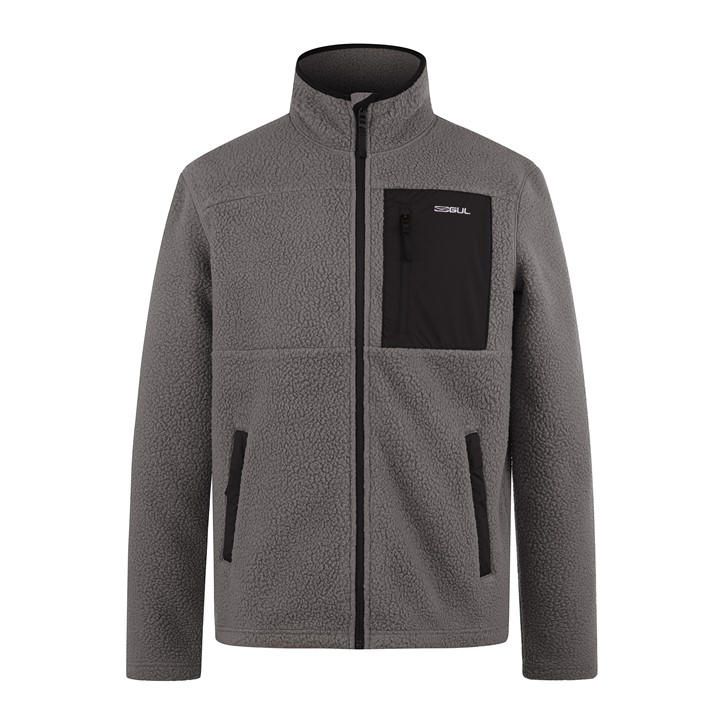 Gul Men's Grey Sherpa Long Sleeve Funnel Neck Zip Pocket Fleece in Size M, Sports Direct
