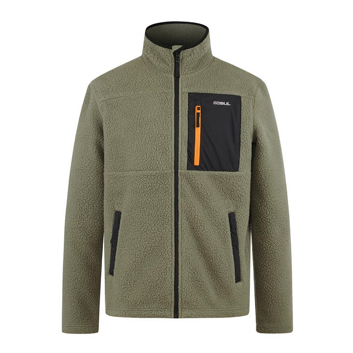 Gul Men's Green Sherpa Long Sleeve Funnel Neck Zip Pocket Fleece in Size XL, Sports Direct
