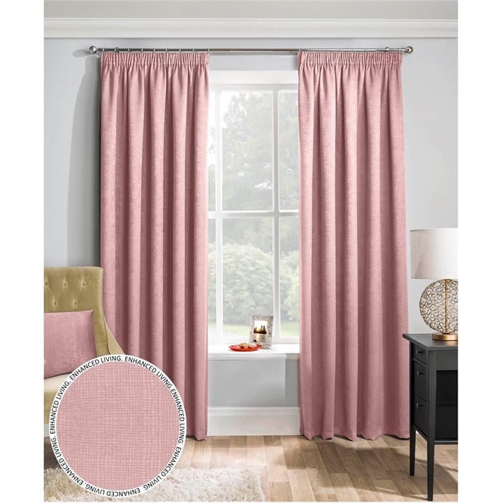Enhanced Living  Pink Matrix Blush Thermal Blockout Tape Top Curtain in Size 46x54 Inch, Sports Direct