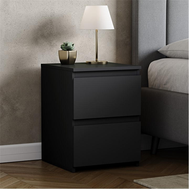 Lassic Vida Designs Denver 2 Drawer Large Bedside Chest - Black