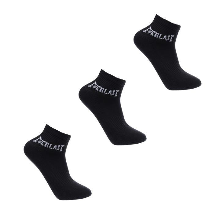 Everlast  Kids Black Quarter Socks 3 Pack  in Size C8 - C13, Sports Direct