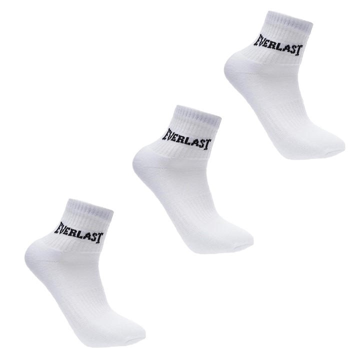 Everlast Men's White Quarter Socks 3 Pack in Size 7 - 11, Sports Direct