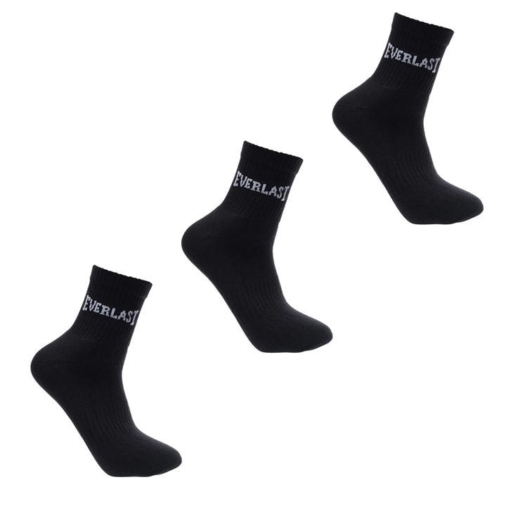 Everlast Men's Black Quarter Socks 3 Pack in Size 7 - 11, Sports Direct