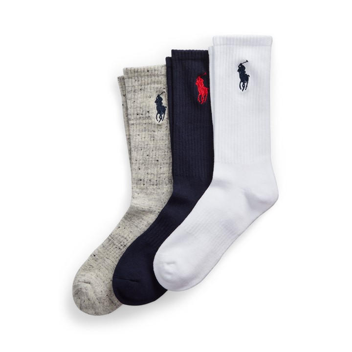 Polo Ralph Lauren Men's Grey 3 Pack Crew Socks in Size 7 - 11, Sports Direct