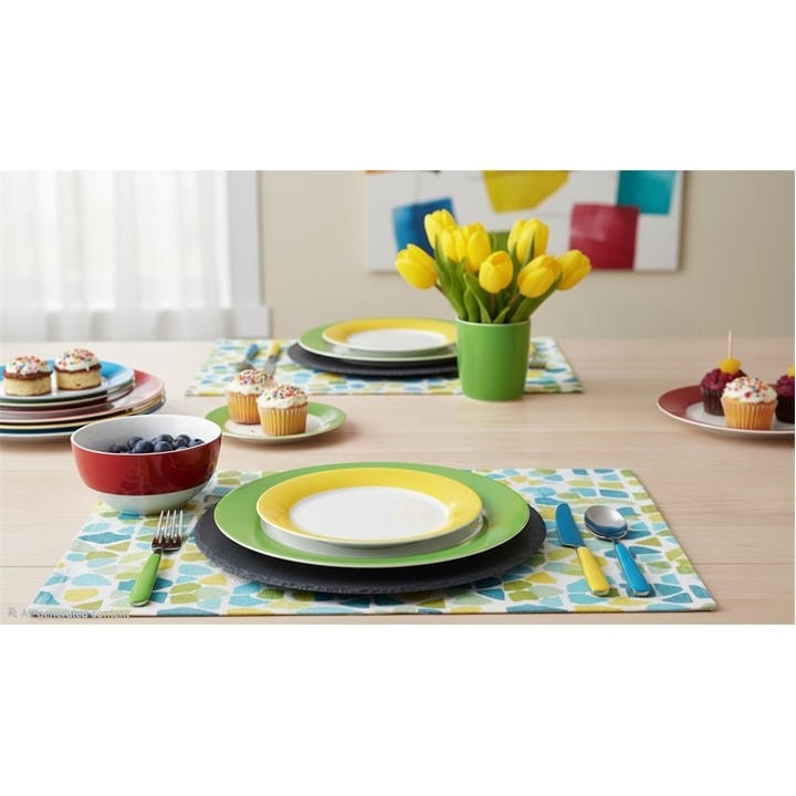 Waterside   12Pc Colour Band Dinner Set, Sports Direct