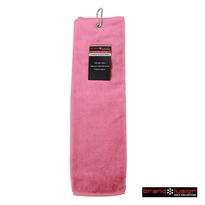 Brand Fusion  Pink Tri Fold Velour Towel, Sports Direct
