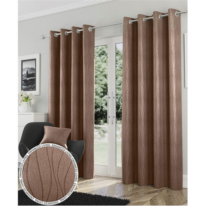 Enhanced Living  Brown Goodwood Bronze Thermal Blockout Eyelet Curtains in Size 45x54, Sports Direct