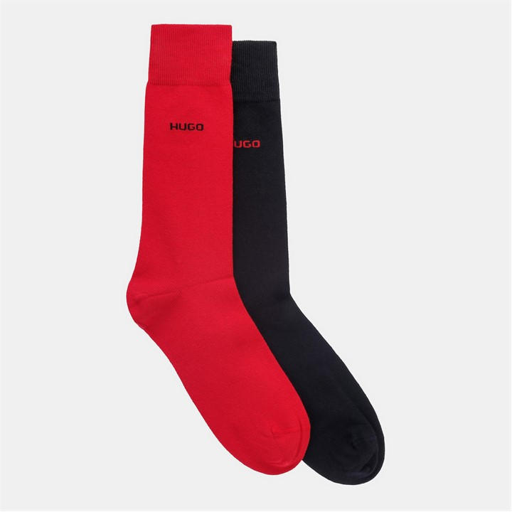 Hugo Men's Pink Logo Crew Socks 2-Pack in Size 7 - 11, Sports Direct