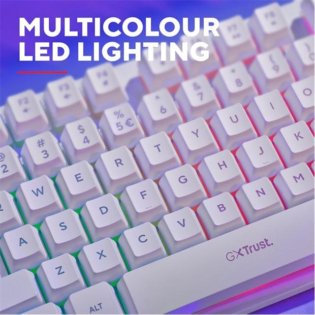 White - Trust - GXT 833W Thado TKL Illuminated RGB Gaming Keyboard