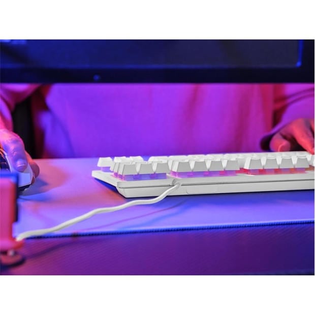 White - Trust - GXT 833W Thado TKL Illuminated RGB Gaming Keyboard