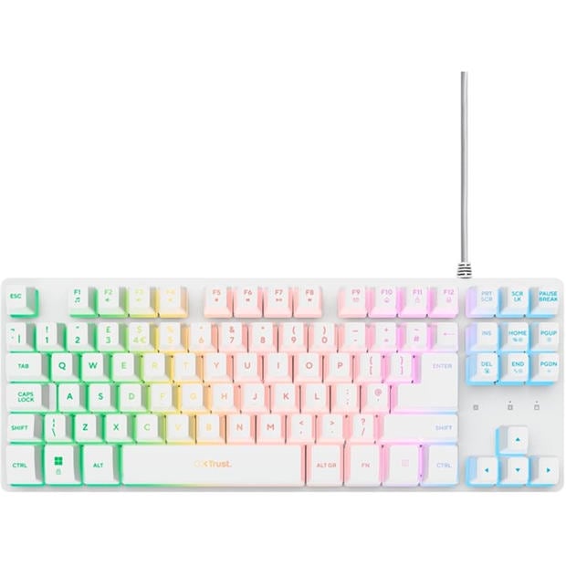 White - Trust - GXT 833W Thado TKL Illuminated RGB Gaming Keyboard