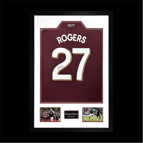 The Fan Cave - Morgan Rogers Signed AstonVilla Euro Shirt Premium