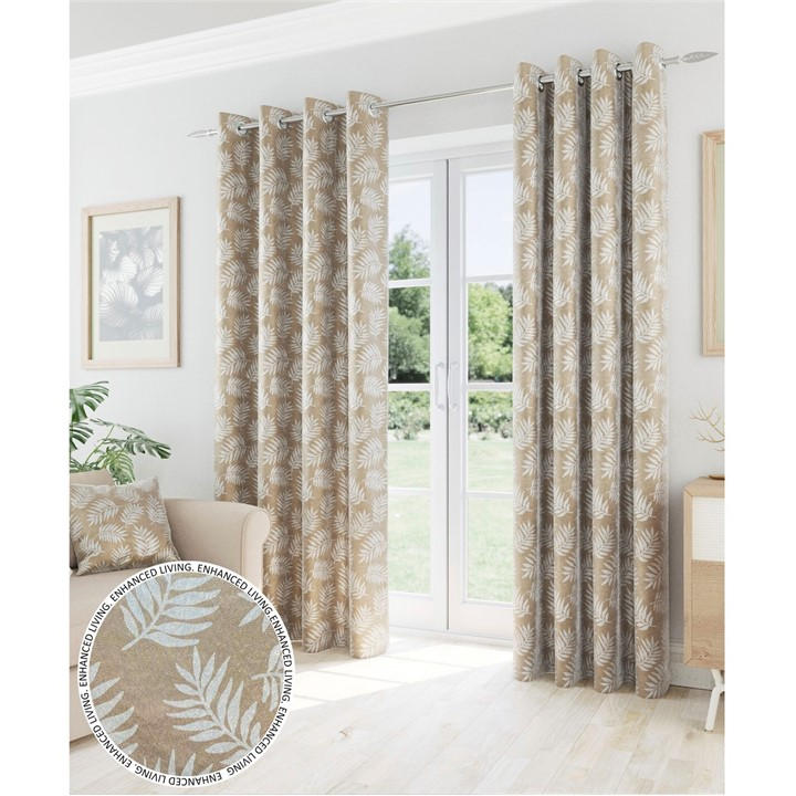 Enhanced Living  Beige Oakland Latte Leaf Pattern Thermal Room Darkening in Size 46x54 Inch, Sports Direct