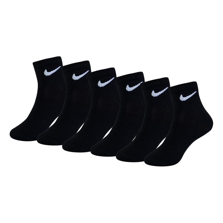 Nike  Kids Black 6 Pack Of Trainer Socks  in Size C3 - C7, Sports Direct