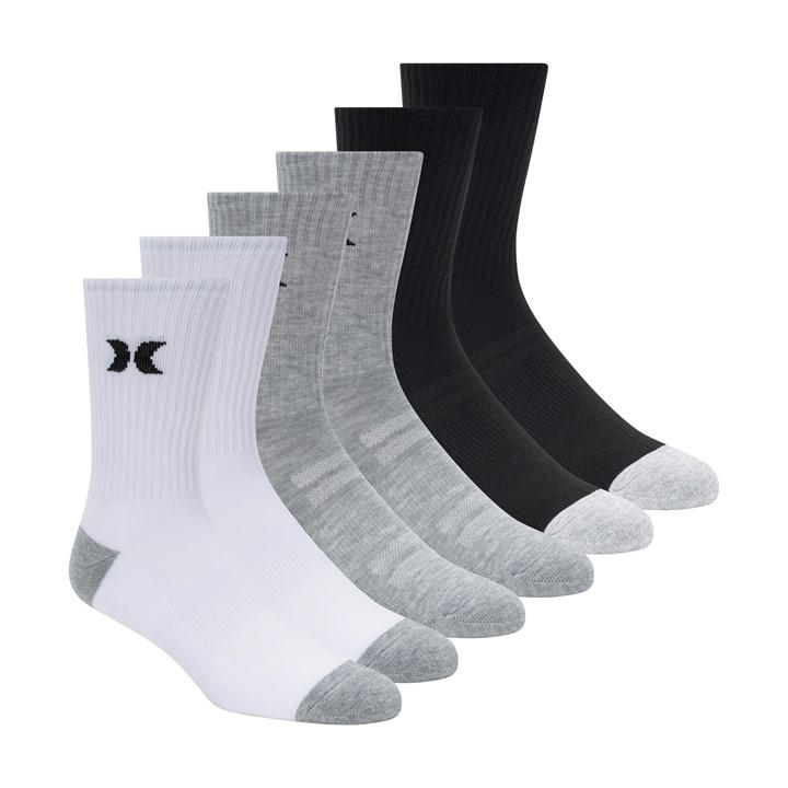 Hurley Men's  6Pk Crew Sock in Size 7 - 11, Sports Direct