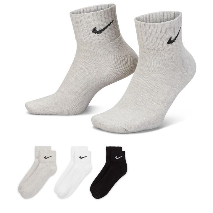 Nike Men's  Three Pack Quarter Socks in Size 11 - 14, Sports Direct
