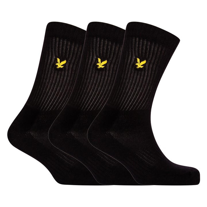Lyle And Scott Men's Black Crew Socks in Size 7 - 11, Sports Direct