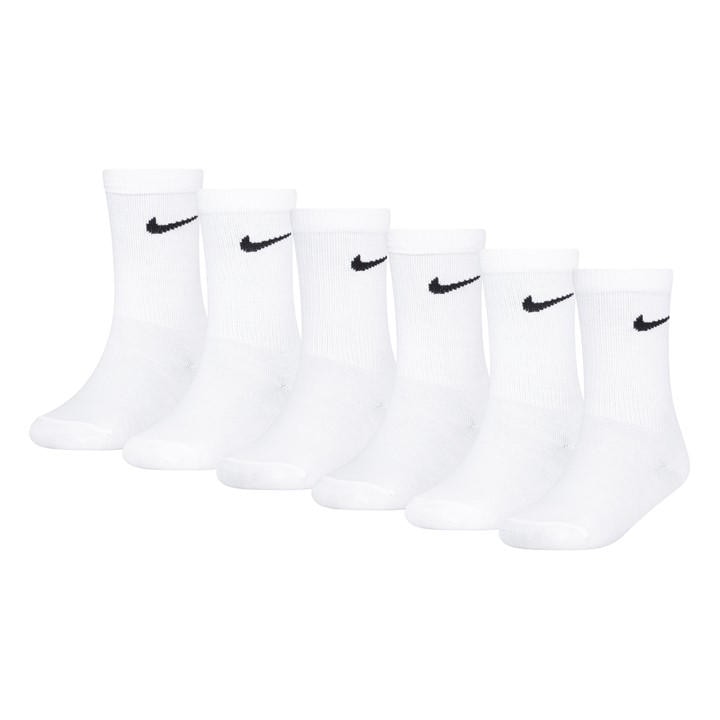 Nike  Kids White 6 Pack Of Crew Socks  in Size C8 - C13, Sports Direct
