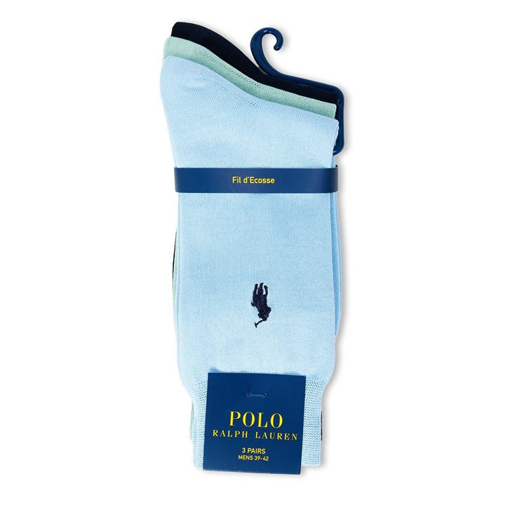 Polo Ralph Lauren Men's Blue 3 Pack Crew Socks in Size 43 - 46, Sports Direct