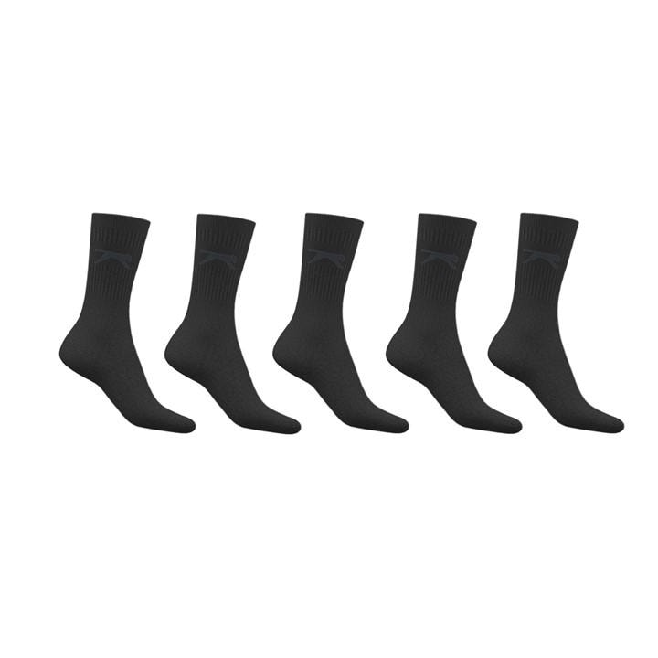 Slazenger Boys Black Crew Socks 5 Pack Childs Size C8 - C13