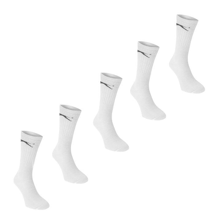 Slazenger Boys White 5 Pack Crew Socks  in Size 1 - 6, Sports Direct