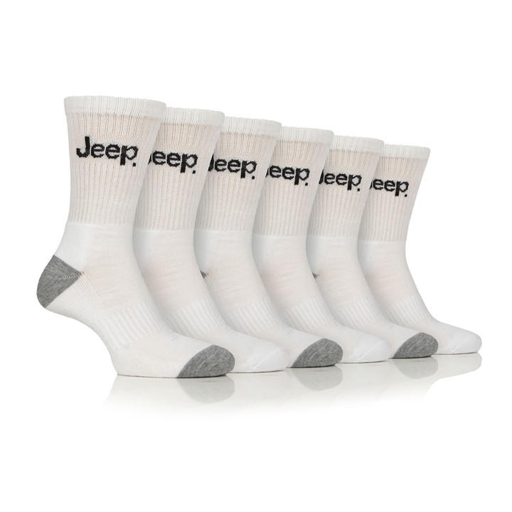 Jeep Men's White Sport Crew Socks in Size 7 - 11, Sports Direct