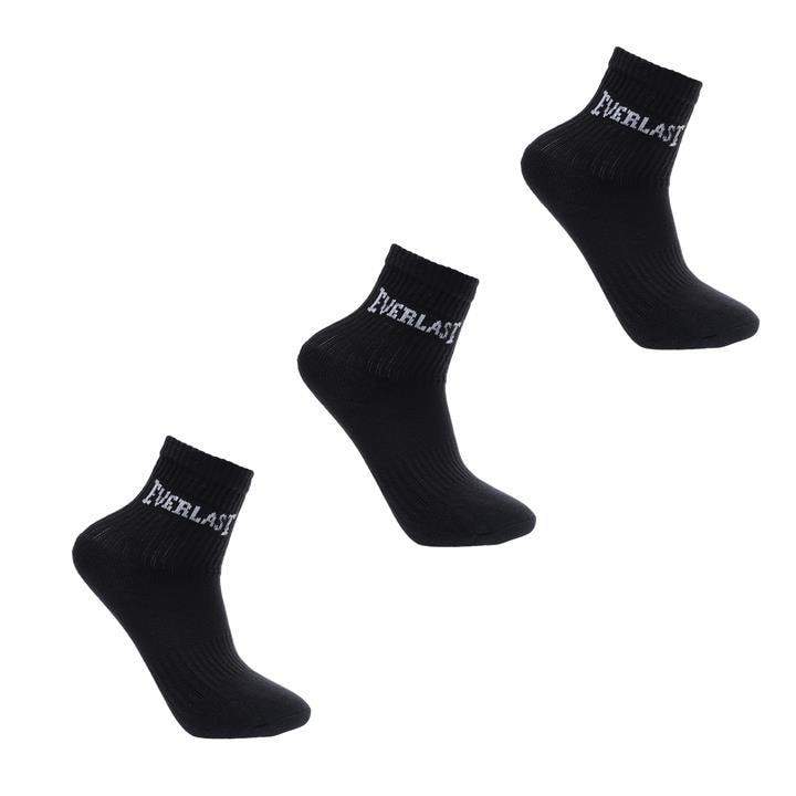 Everlast  Kids Black 3 Pack Crew Socks  in Size C8 - C13, Sports Direct