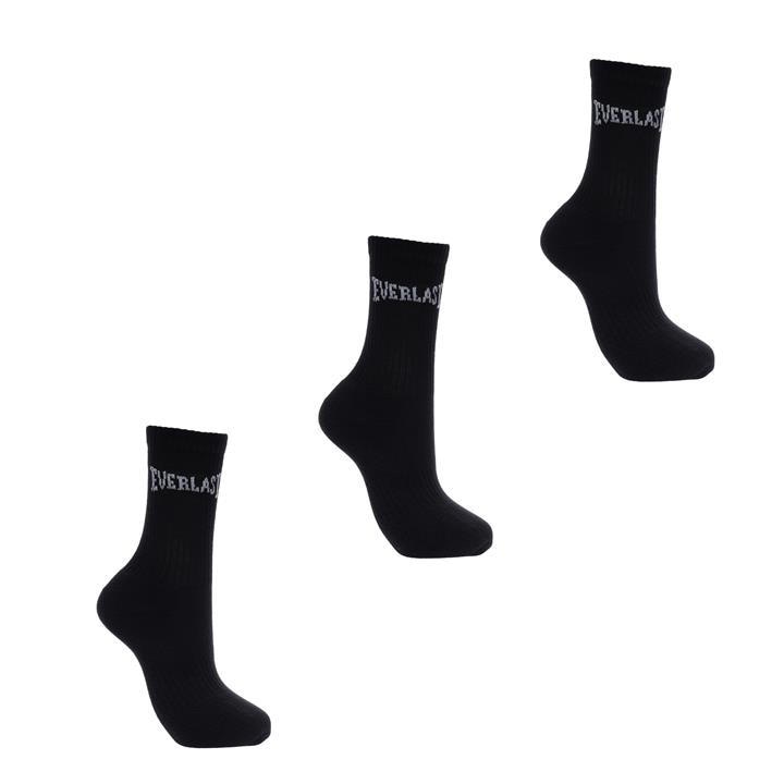 Everlast Women's Black 3 Pack Crew Socks in Size 4 -8, Sports Direct