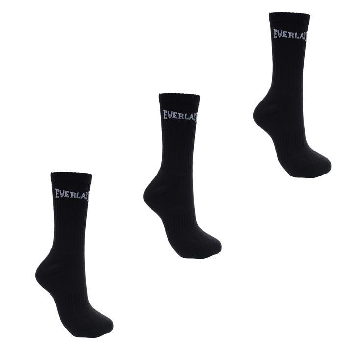 Everlast Men's Black 3 Pack Crew Socks in Size 7 - 11, Sports Direct
