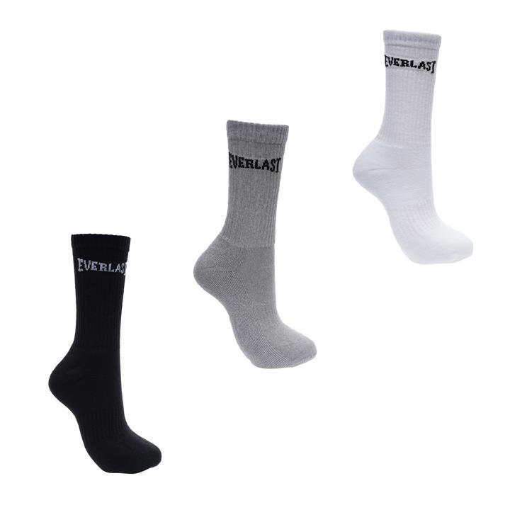 Everlast Men's Black 3 Pack Crew Socks in Size 7 - 11, Sports Direct