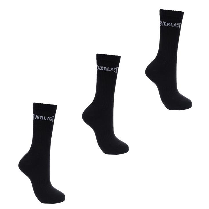 Everlast Men's Black 3 Pack Crew Socks in Size 12+, Sports Direct