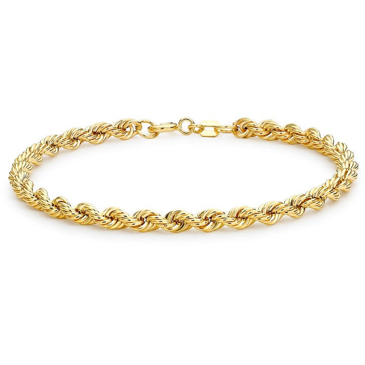 Be You  Gold 9Ct Rope Chain Bracelet in Size 7.5inch, Sports Direct