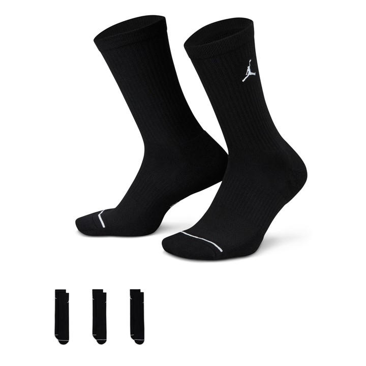 Air Jordan  Black Everyday Crew Socks (3 Pairs) in Size 12+, Sports Direct