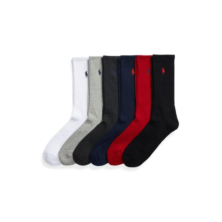 Polo Ralph Lauren Men's Black 6 Pack Crew Socks, Sports Direct