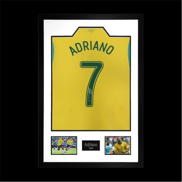 The Fan Cave Adriano Signed Brazil Shirt Premium Frame Yellow 850X600mm - Image 3