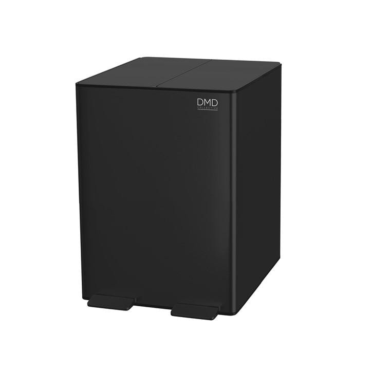 Dmd Collective  Black 2X15l Dual Stainless Steel Bin in Size 15L+15L, Sports Direct