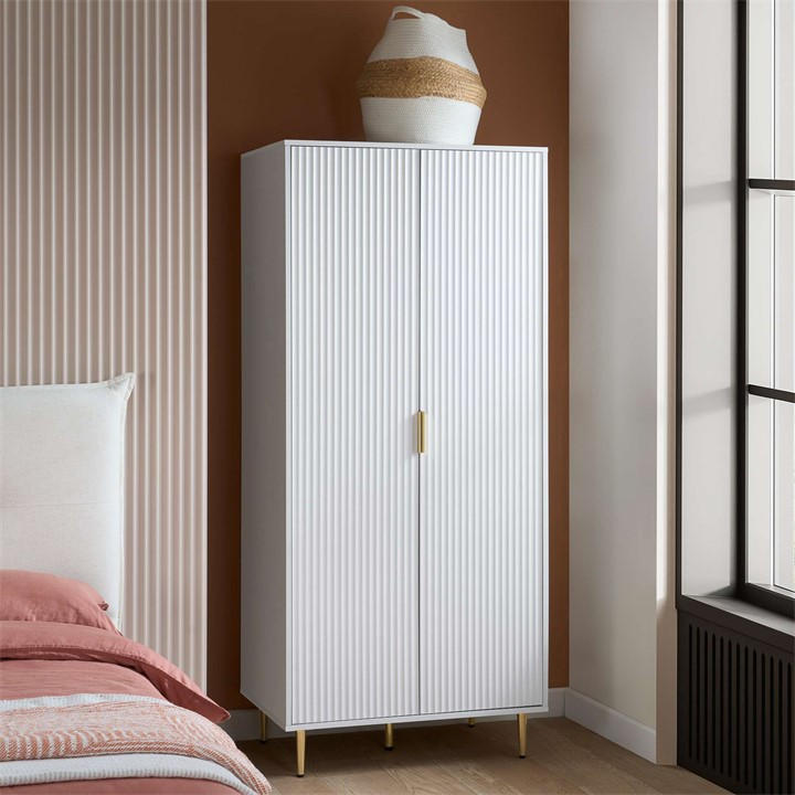 Birlea  White Zara 2 Door Fluted Wardrobe, Sports Direct