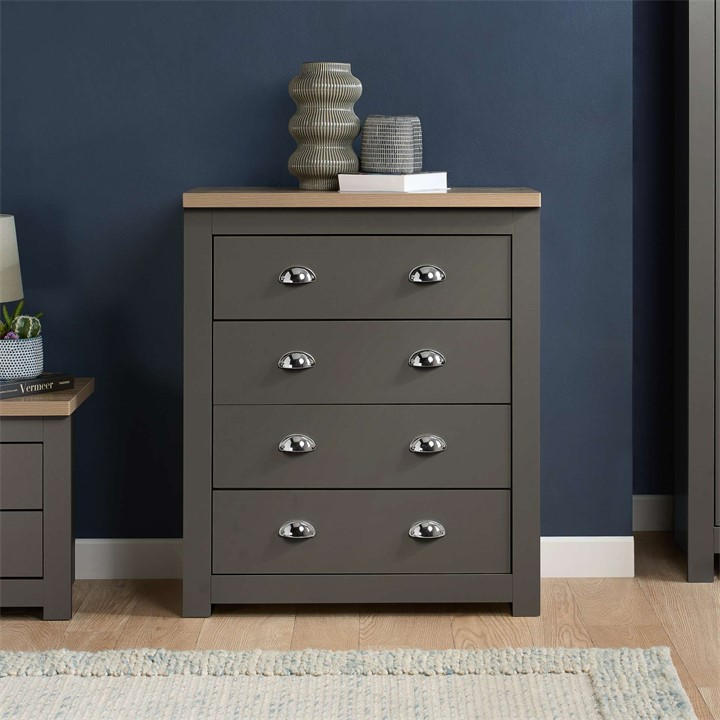 Birlea  Grey Highgate 4 Drawer Chest, Sports Direct