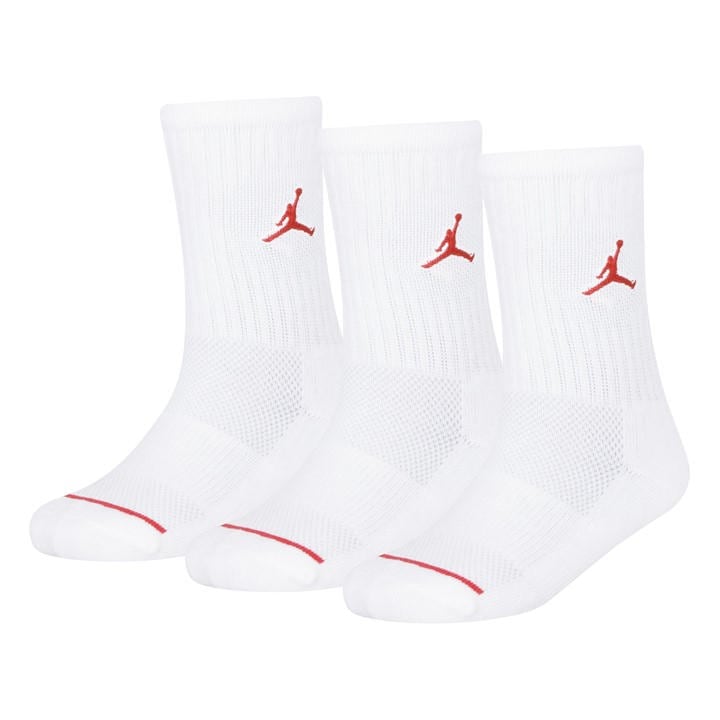 Air Jordan  Kids White 3 Pack Crew Socks 's in Size C8 - C13, Sports Direct
