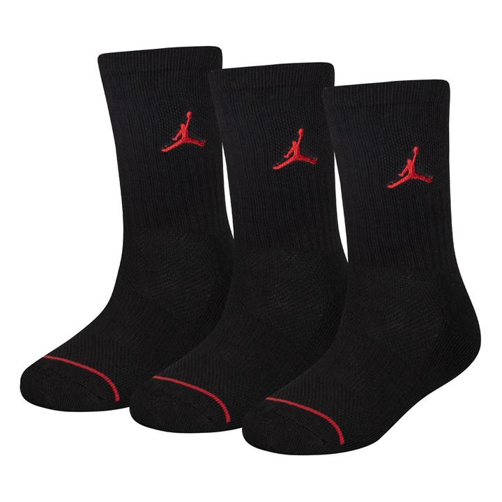 Air Jordan  Kids Black 3 Pack Crew Socks 's in Size C8 - C13, Sports Direct